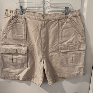 Savane Shorts Mens 40 Stone Classic Cargo Flex Waist Flat‎ Front Outdoor Vintage